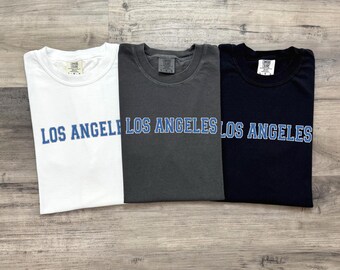 Embroidered Los Angeles Baseball T-Shirt - Comfort Colors Garment Dyed Tee - Vintage Style LA Shirt - LA Baseball Fan - LA Gift - Streetwear