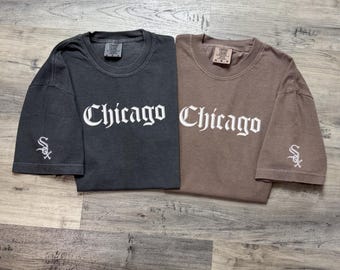 Embroidered Chicago T-Shirt, Chicago Shirt, Vintage Comfort Colors T-Shirt, Custom Embroidery, Chi-Town Fan, Baseball Tee, Chicago, Gift