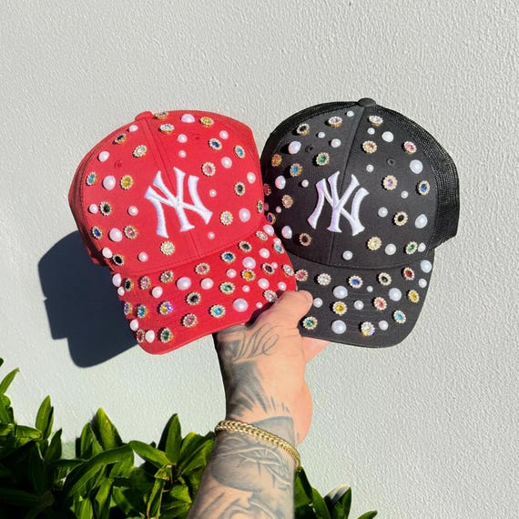 Rhinestone Embroidered NY Hat - Pearl Cap - Bling New York  display picture 1