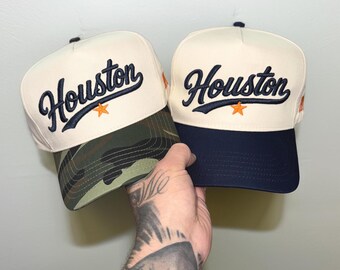 Houston Puff Embroidered Hat - Houston Baseball Snapback - H-Town - Baseball Gift - Streetwear Houston Cap - Custom Embroidery - Houston Fan