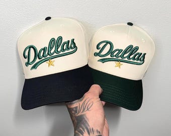 Dallas Embroidered Snapback Hat - Hockey Fan Cap - Custom Puff 3D Embroidery - Hockey Gift - Vintage Style Dallas Cap - Retro Texas Snapback