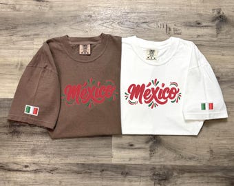 Embroidered Mexico Soccer Shirt - Comfort Colors Vintage Tee, Mexico Futbol Fan T-Shirt, World Cup Soccer T Shirt, Custom Embroidery - Gift