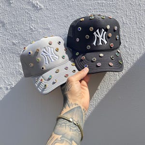 Rhinestone Embroidered NY Hat - Bling New York Hat - Custom Jewel Cap - Snapback - Baseball Cap - Trucker Hat
