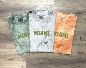 Embroidered Miami T-Shirt, Tie Dye, Vintage Comfort Colors, Florida Fan, Miami Florida, Puff Embroidery, Custom Gift, Stitched Shirt