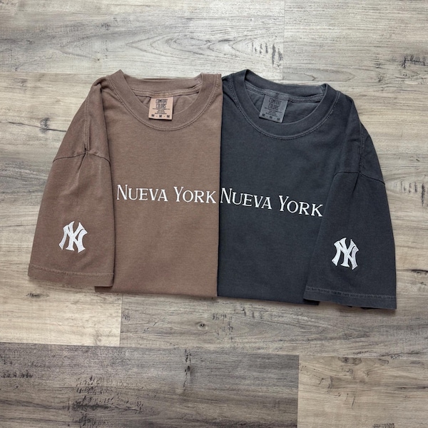 Embroidered New York T-Shirt, Nueva York Shirt, Vintage Comfort Colors Shirt, Custom Embroidery, NY Fan, NY Baseball T-Shirt, Nueva York