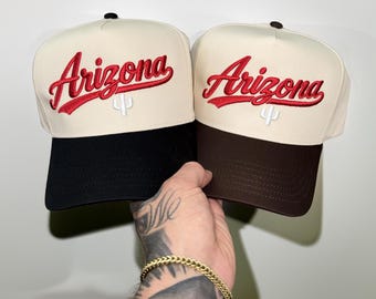 Gorra Arizona bordada en 3D, gorra Arizona estilo vintage, gorra snapback de béisbol para el día del partido, regalo bordado universitario, logotipo personalizado, gorra retro