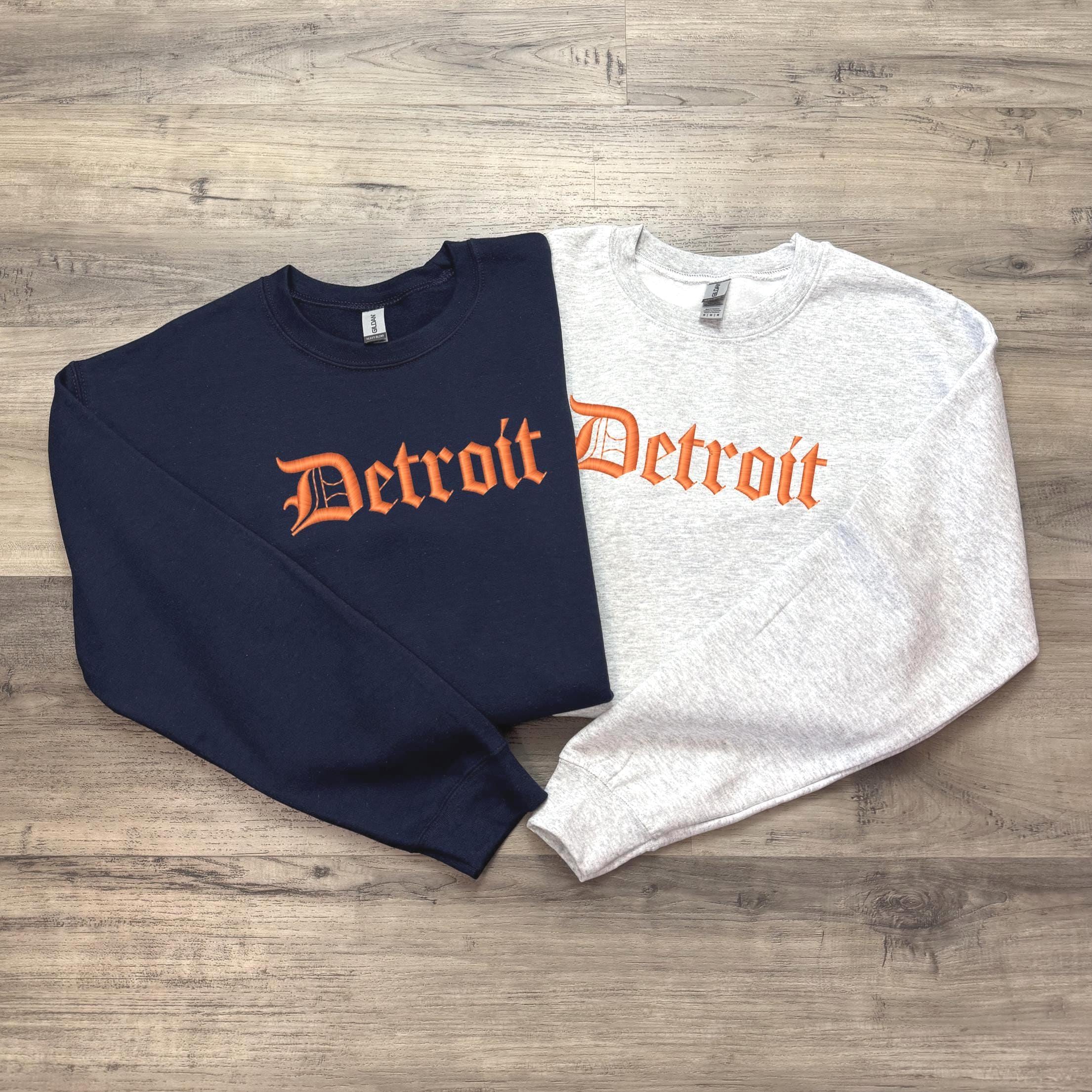 Detroit Embroidered Sweatshirt – Detroit Fan - Custom Baseball Crewneck – Vintage Style Pullover - Custom Baseball Gift - Detroit Sweatshirt