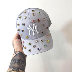 Rhinestone Embroidered NY Hat - Bling New York Hat - Custom Jewel Cap - Snapback - Baseball Cap