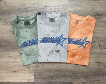 Embroidered Houston T-Shirt, Vintage Style Comfort Colors, Baseball Shirt, Houston World Series, Astros Fan, Vintage Style Shirt, Tie Dye