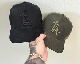 Suede Embroidered Los Angeles Snapback - Faith 3D Puff Cap - Christian Hat - LA Baseball Fan - LA Gift - Custom Embroidery - Religious Hat