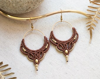 Big Macrame Earrings Boho Jewelry Handmade Jewelry Bohemian Hoops  Hippie Wedding Festival Accessories Macrame