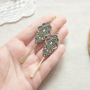 macrame earrings long dangle earrings boho hippie custom jewelry gift for her image 2