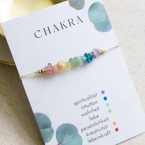 Carte cadeau Bracelet Chakra | Carte postale Bijoux Bracelet macramé | Chakra 7 pierres de guérison | Méditation yoga | Bijoux spirituels