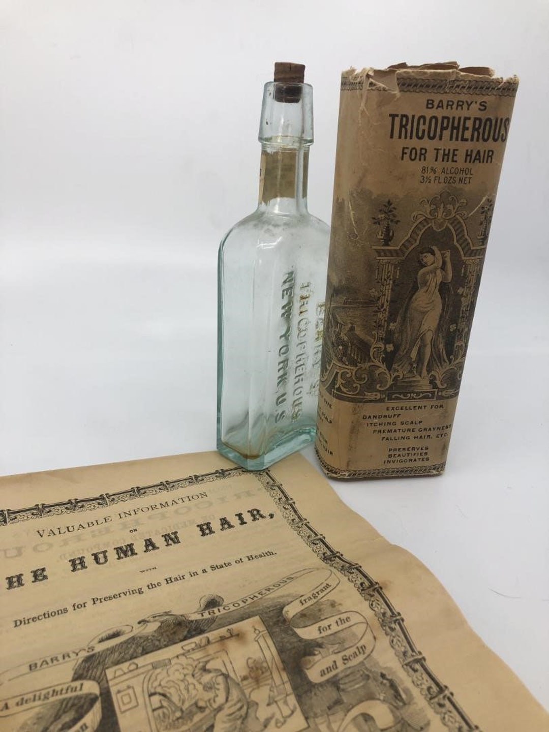Barrys Tricopherous for the Hair Antique Embossed Bottle With Etsy