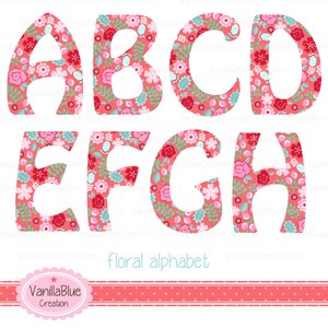 Clipart Kit alphabet floral, clipart letters, clipart floral, clipart invitation, floral letter, personalized alphabet