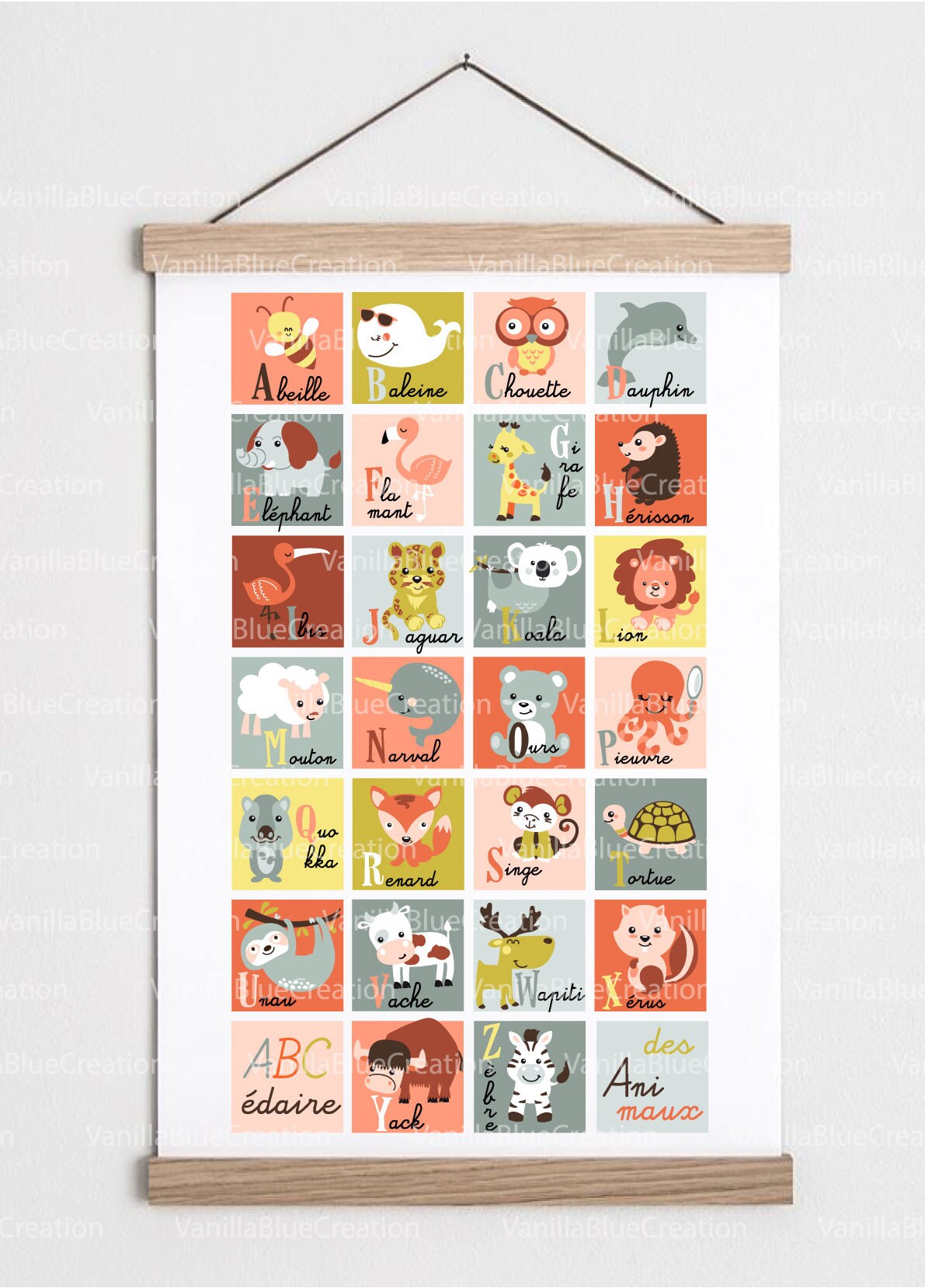 Abécédaire Des Animaux, Alphabet Affiche Chambre d'enfant, Alphabet, Éducative, Abécédaire
