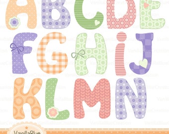 Clipart alphabet, clipart letters, clipart birth, clipart invitation, baby letter, alphabet personalized