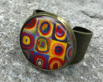 Abstract Ring by PAGANEuniques Art Resin Ring Kandinsky Circles Ring