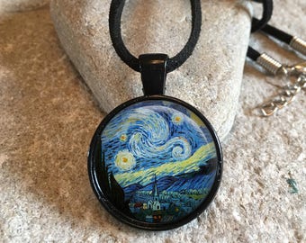 Starry Night Locket Necklace,Art Locket Pendant,artist jewelry impressionist art lover gift,QK023 Starry Night Locket Necklace,Art Locket Pendant,artist jewelry impressionist art lover gift,QK023