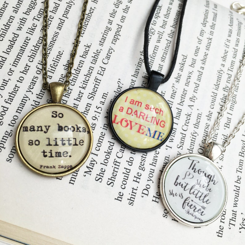 Alice in Wonderland Mad Tea Party Sayings Dome Round Cabochon Necklace Pendant Gift UK