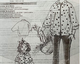 Vintage Girl & Doll Shirt Sewing Pattern, Mode et Travaux, Sizes 4-12 (Paper)