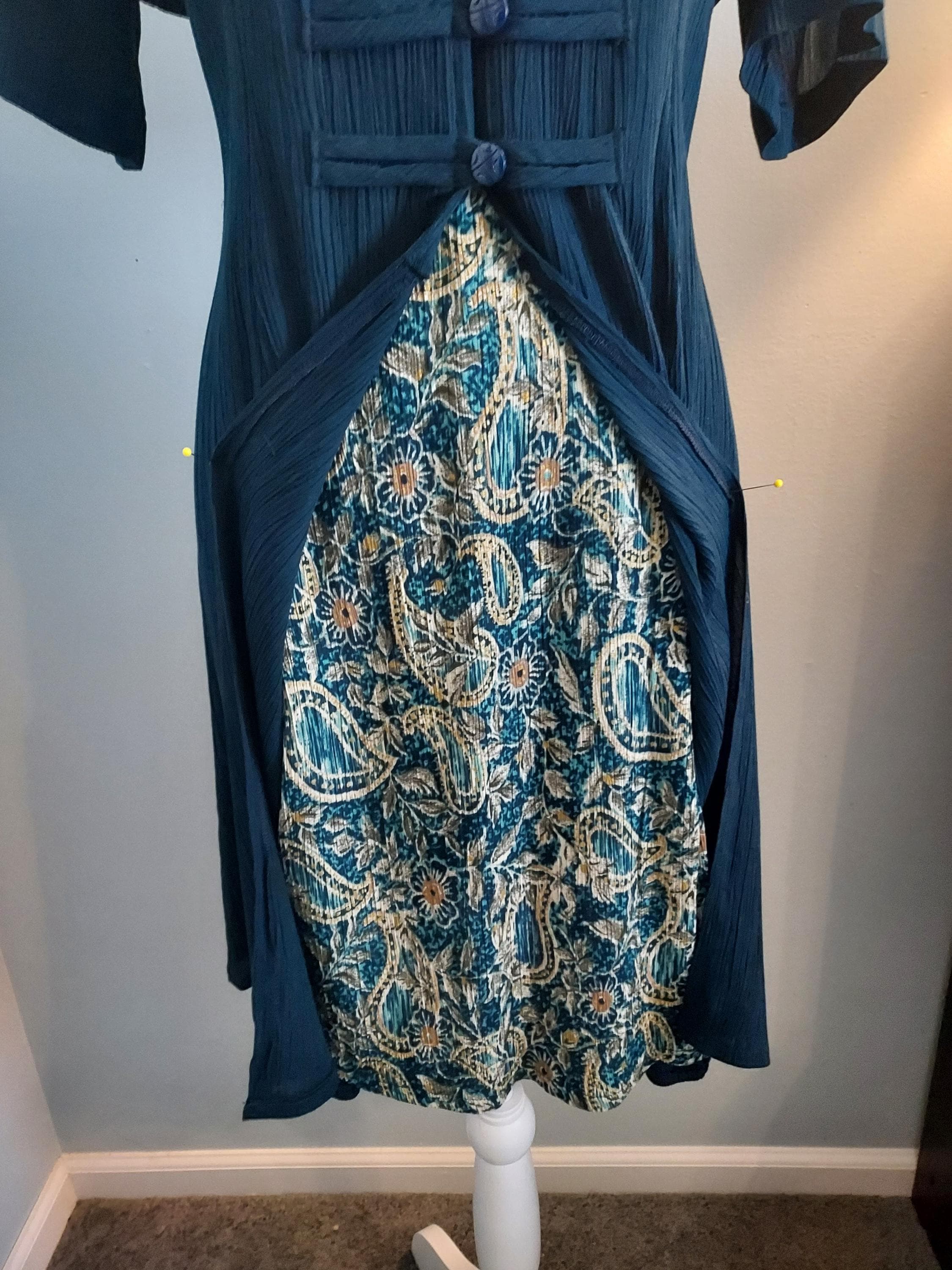 VTG 90s Y2K 'OLD BETTY'S' DARK BLUE BUTTON-UP DENIM LONG SLEEVED DRESS S 8