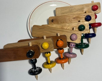 OldFashioned Spindle TOP Hand MadeHand Painted Wood Toy Optional Personalization-Hours of FUN-FASTSHIP use