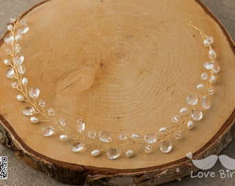 Brautkranz, Haarranke, Kristall Perlen Haarband