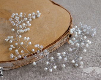 Bridal wreath hair jewelry, crystal pearl hairband