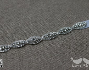 4334 Rhinestone Applique Women Trim Bridal Belt Silver Wedding Crystal Rhinestone Beaded Wedding Belt Veil Appliqué Bridal  main image 4