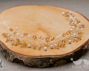 Bridal wreath hair jewelry, crystal pearl hairband