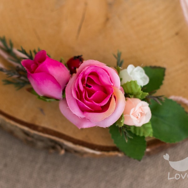 Baby Haarband in rosa, Blumenkranz für Neugeborene, Mädchen Blumenkranz, Boho Blumenkranz für Taufe, Hochzeit, Geburtstage, Kommunion