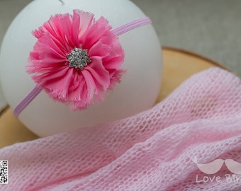 Photoset consisting of baby hairband + wrap mohair for newborns - pink -, Newborn photoshoot, Fotoprops