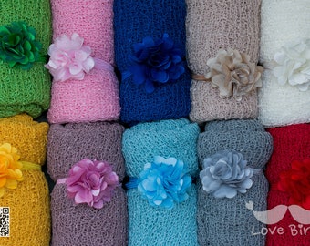 Baby Hairband and Stretch Wrap for Newborns - Various Colors -, Photoset for Newborn Photoshoot, Fotoprops