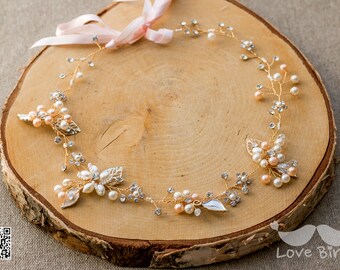 Bridal wreath, strip of flowers, flower beads