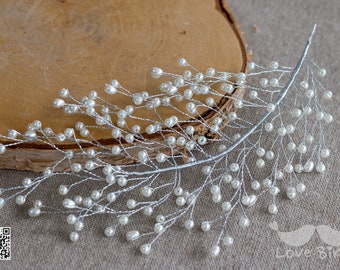 Bride pearl ornament headdress tiara hair comb