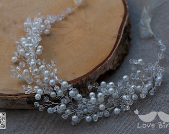 Bridal wreath, tiara, crystal beaded hairband