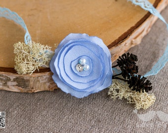 Haarband Blume für Babies und Kleinkinder in blau, Fotoprop für Newborn Fotoshootings, Haarband für Mädchen, Boho Haarband, Taufe Haarband