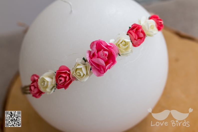 Baby hair band in different colors newborn flower wreath photo prop hair band for kid/'s birthday hair band baptism
