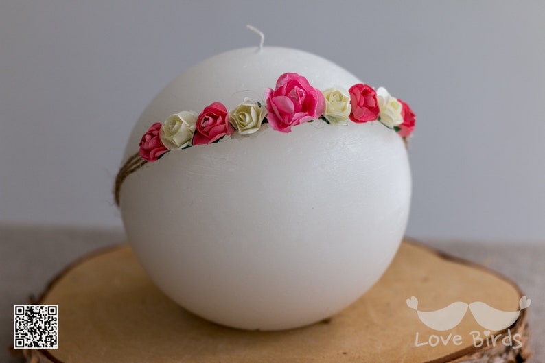 Baby hair band in different colors newborn flower wreath photo prop hair band for kid/'s birthday hair band baptism