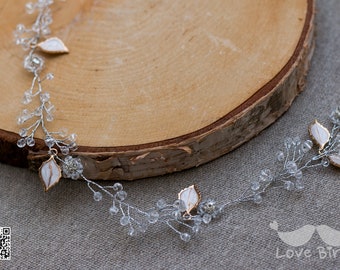 Bridal Wreath, vine, wreath with leaves/beads