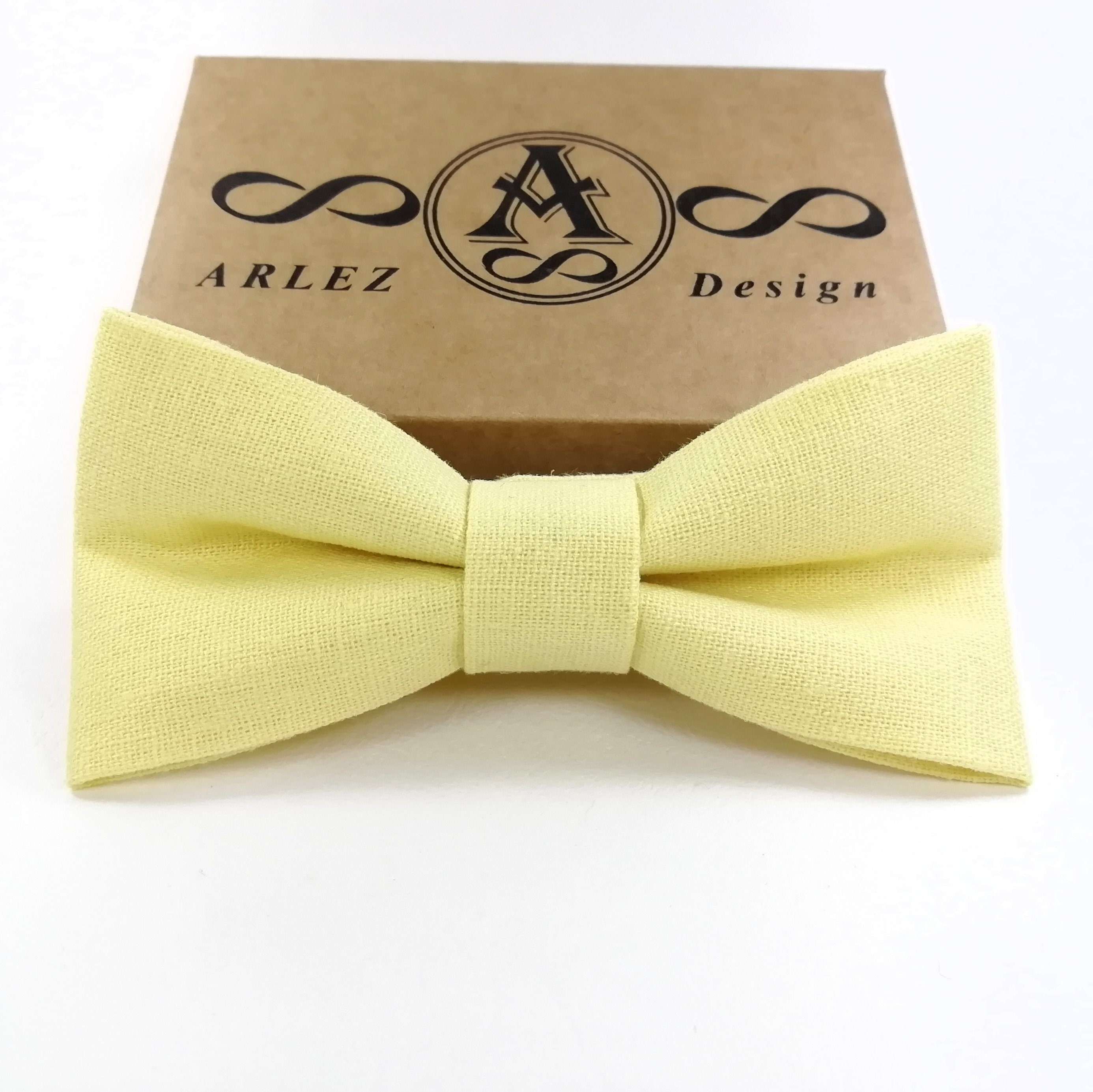 Light yellow bow tie for wedding Yellow bow tie for men Etsy