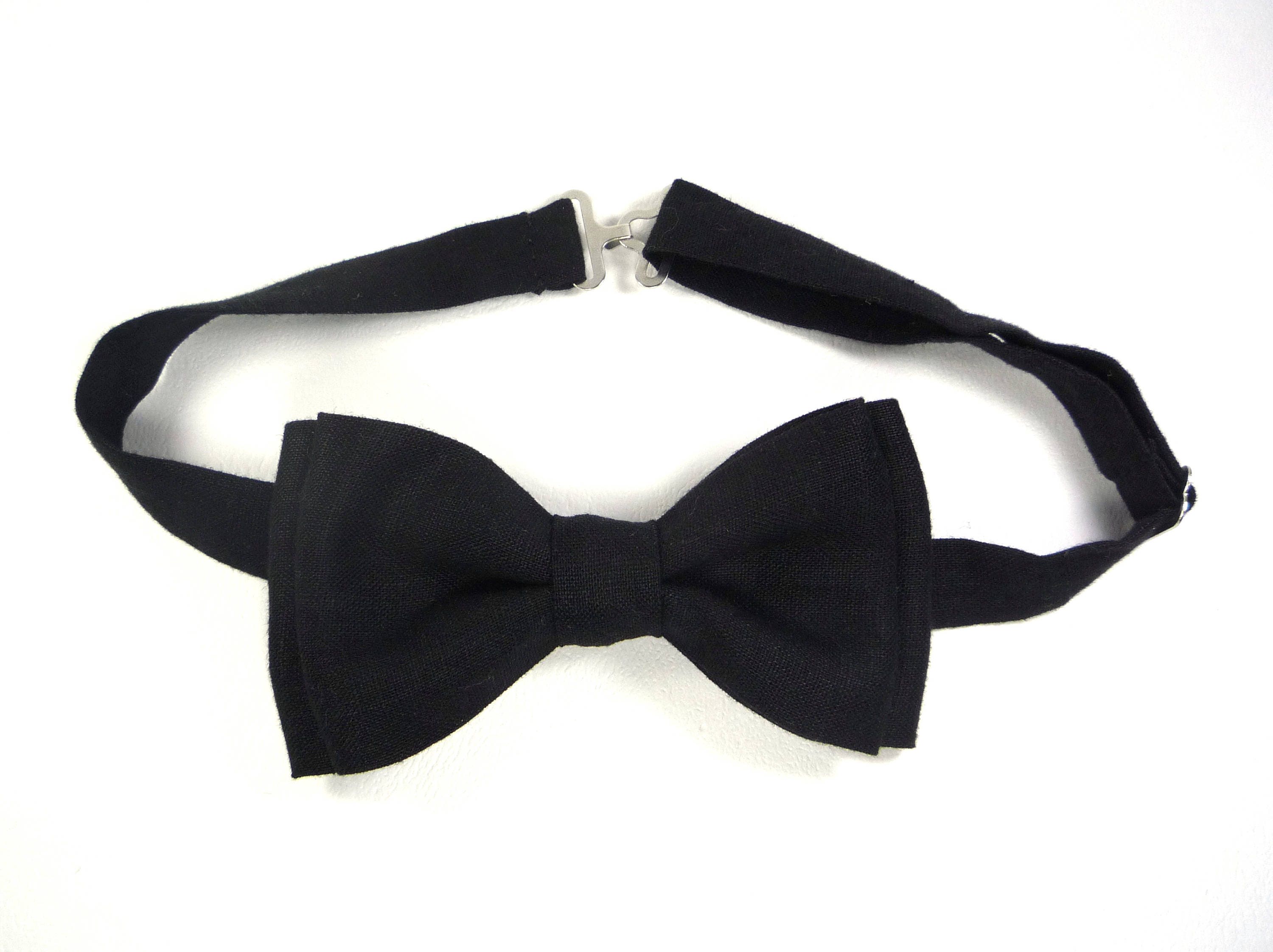 Black Linen bow tie Black bow tie Formal Bow Tie bow ties | Etsy