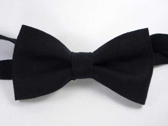 Black Linen bow tie Black bow tie Black tie bow ties for | Etsy