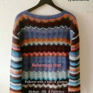 MÖNSTER (EN) av randig mohairtröja, storlek S (M) L (XL), ränder, mohair, färgblockering