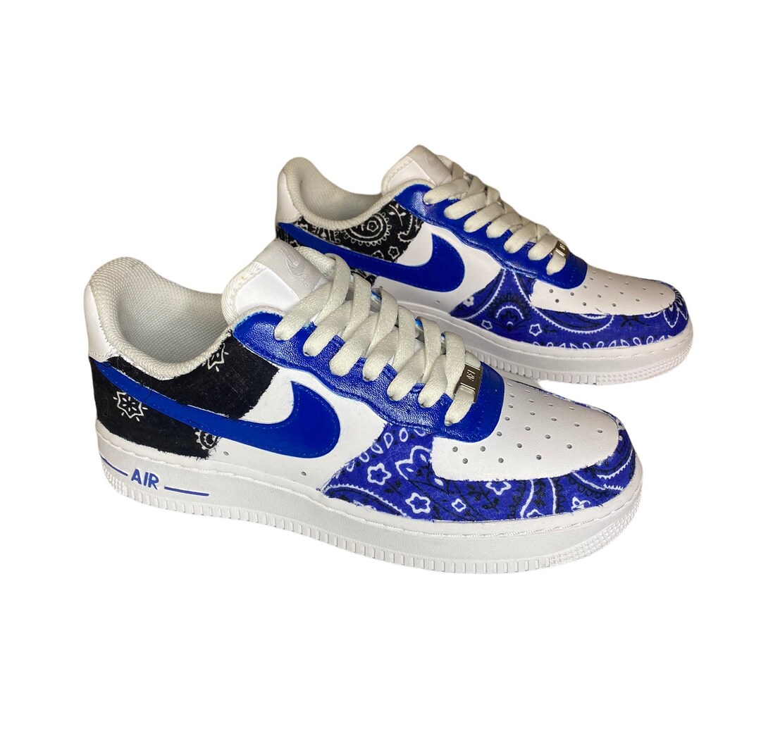 air force 1 blue bandana shoes