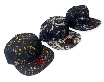 RAW Rolling Papers Exclusive Custom Black “Splattered” SNAPBACK hat