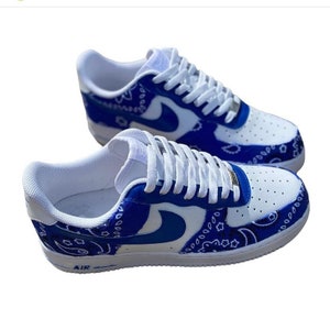 air force 1 blue bandana shoes