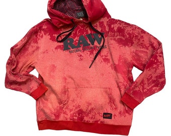 RAW Custom Bleached Red Hoodie size XL