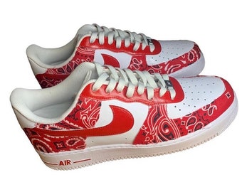 Red Bandana Painted Air Force 1’s